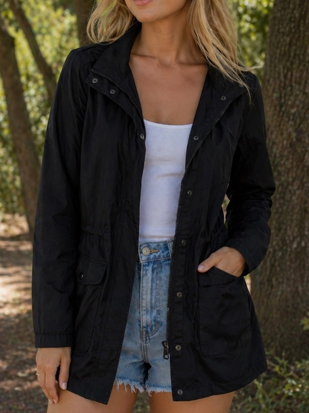 iris Black Utility Anorak with Snap Pockets